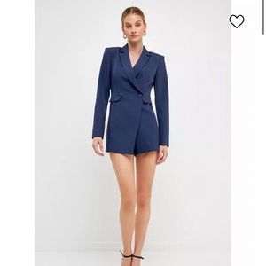 Suit Blazer Romper in Navy